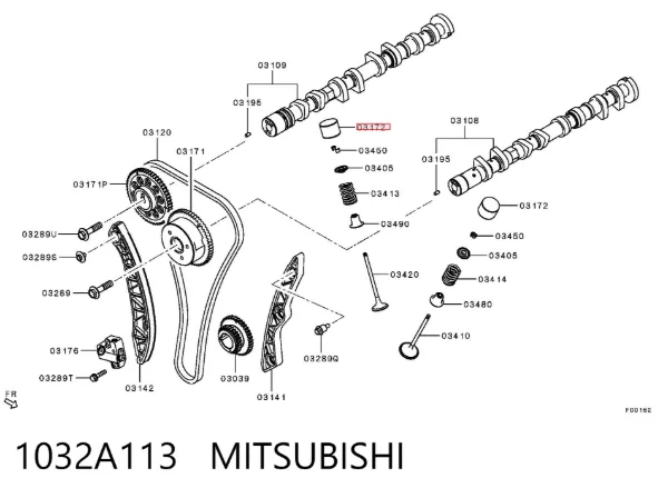 Compensador hidrâulico (empurrador hidrâulico), empurrador de válvulas 1032A113 Mitsubishi