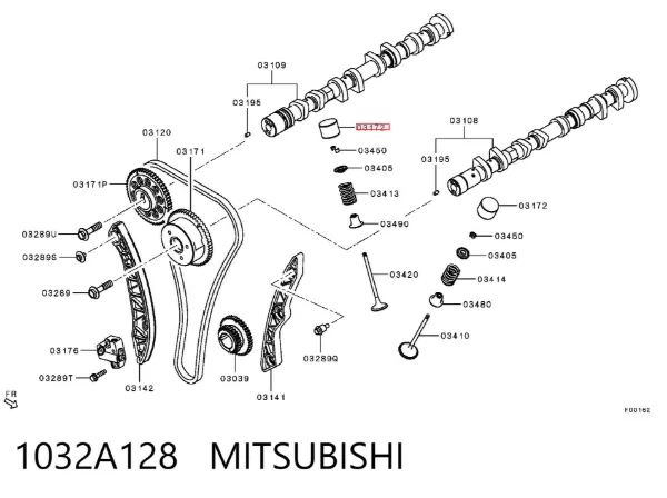 Compensador hidrâulico (empurrador hidrâulico), empurrador de válvulas 1032A128 Mitsubishi