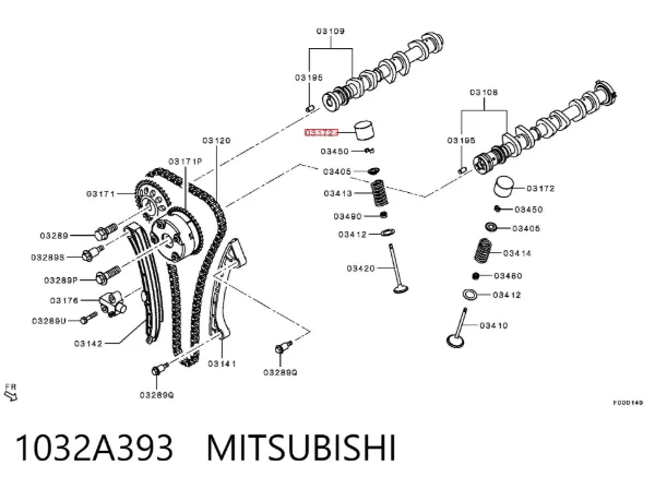 Compensador hidrâulico (empurrador hidrâulico), empurrador de válvulas 1032A393 Mitsubishi