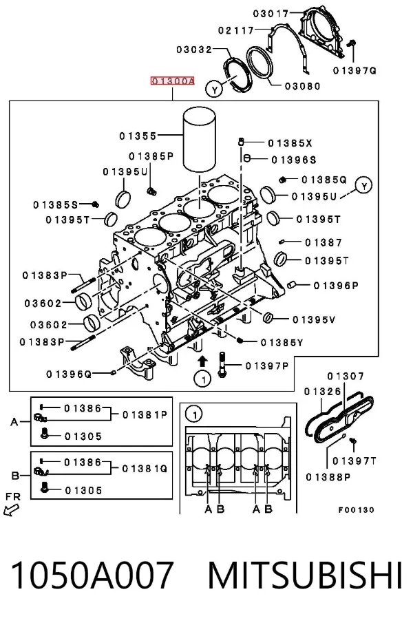 Bloco de cilindros de motor 1050A007 Mitsubishi