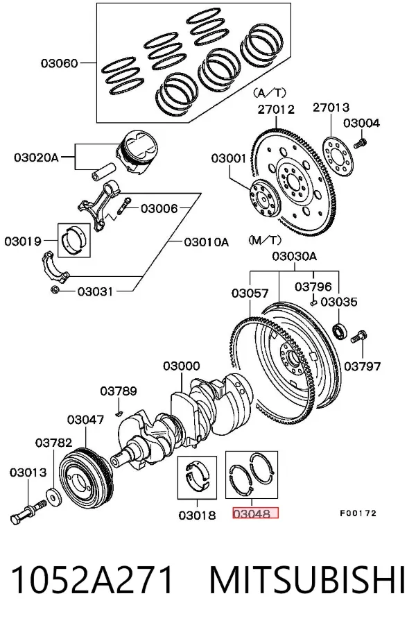 Semianel de suporte (de carreira) de cambota 1052A271 Mitsubishi