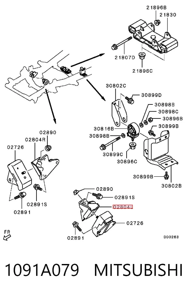Consola de coxim (apoio) esquerda de motor 1091A079 Mitsubishi