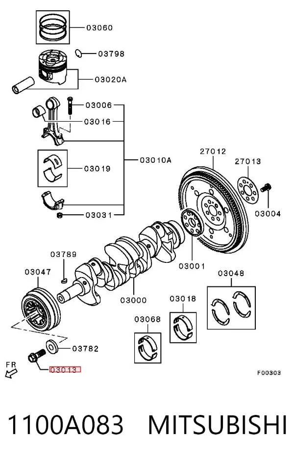 Parafuso da polia de cambota 1100A083 Mitsubishi