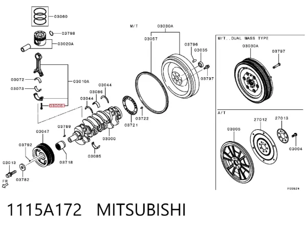Parafuso de biela 1115A172 Mitsubishi