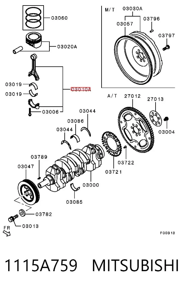 Biela de pistão de motor 1115A759 Mitsubishi