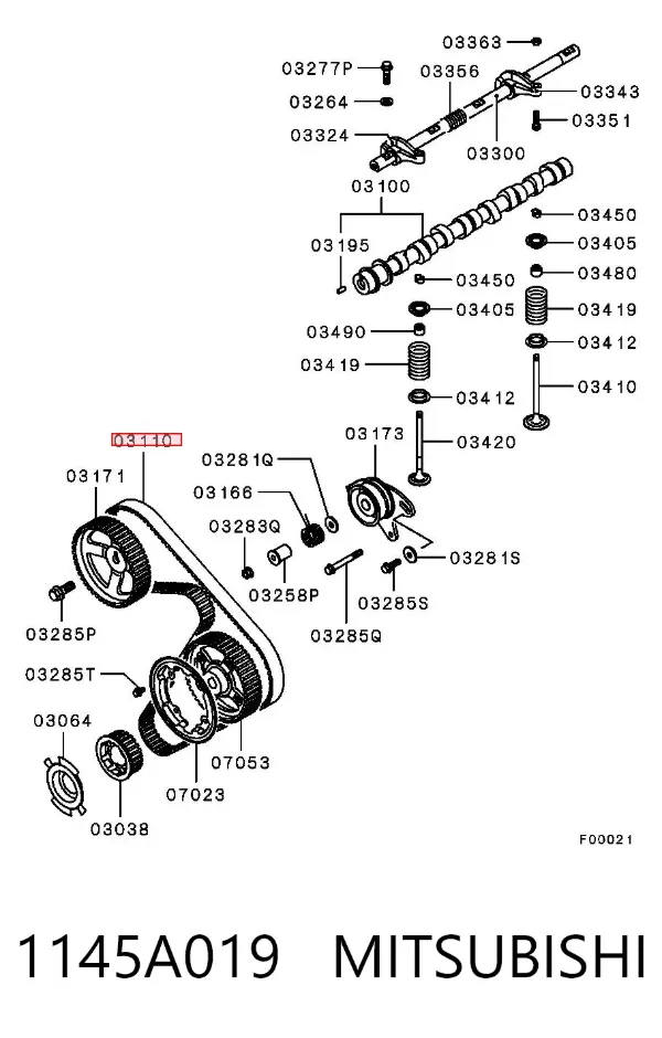 Correia do mecanismo de distribuição de gás 1145A019 Mitsubishi