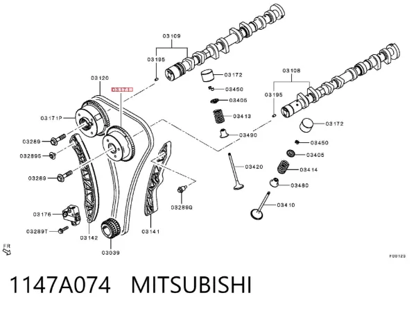 Engrenagem de cadeia da roda dentada da árvore distribuidora de motor 1147A074 Mitsubishi