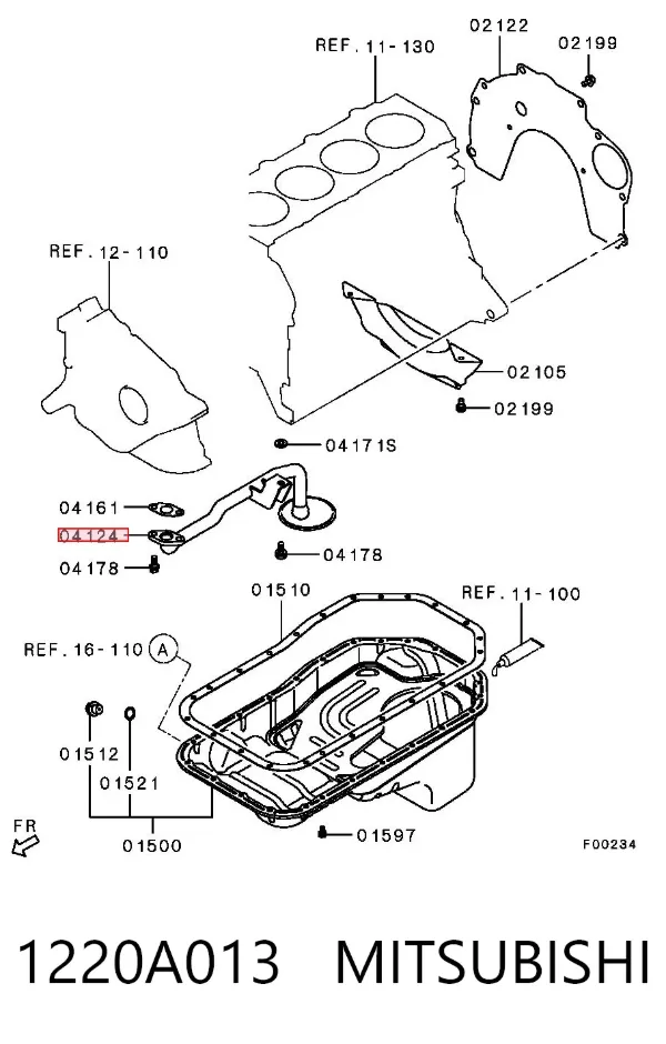 Receptor de óleo (coletor de óleo) 1220A013 Mitsubishi