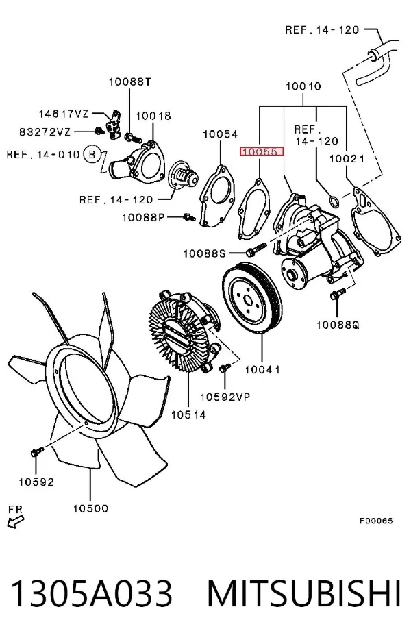 Vedante de bomba de água 1305A033 Mitsubishi
