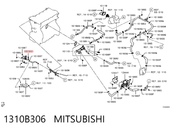 Vedante (anel) de mangueira de esfriamento de turbina, de fornecimento 1310B306 Mitsubishi