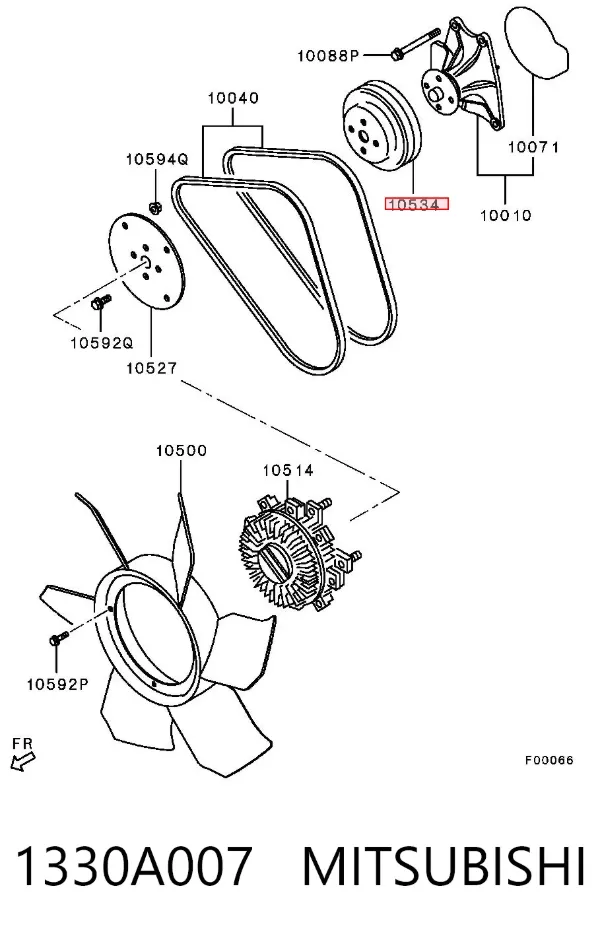 Polia de acoplamento viscoso (da roda de aletas) do sistema de esfriamento 1330A007 Mitsubishi
