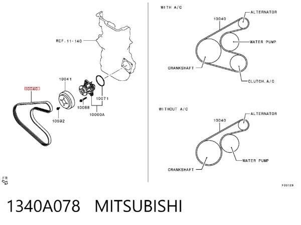 Correia dos conjuntos de transmissão 1340A078 Mitsubishi
