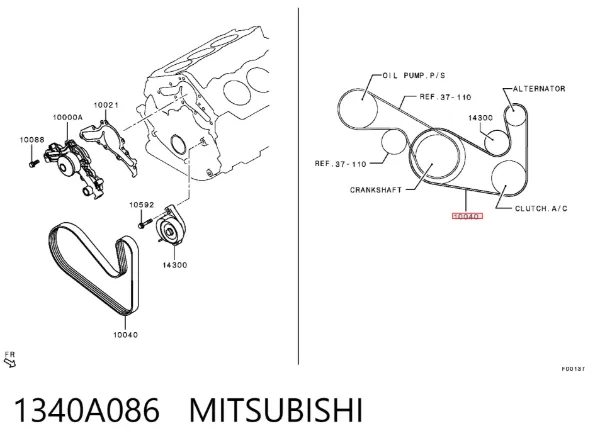 Correia dos conjuntos de transmissão 1340A086 Mitsubishi