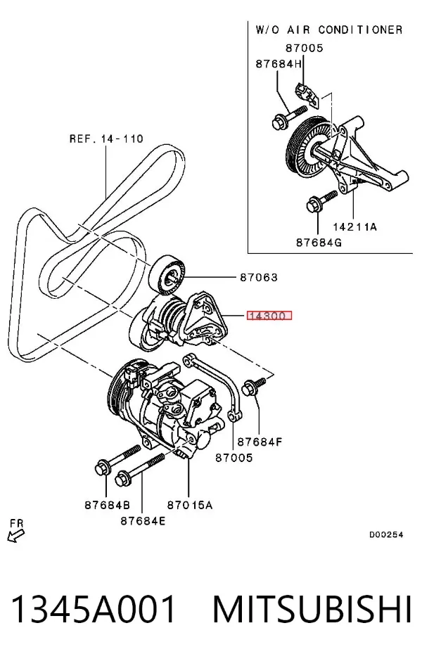 Reguladora de tensão da correia de transmissão 1345A001 Mitsubishi