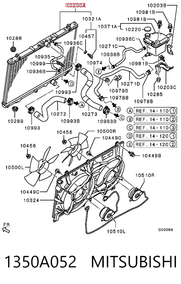 Radiador de esfriamento de motor 1350A052 Mitsubishi