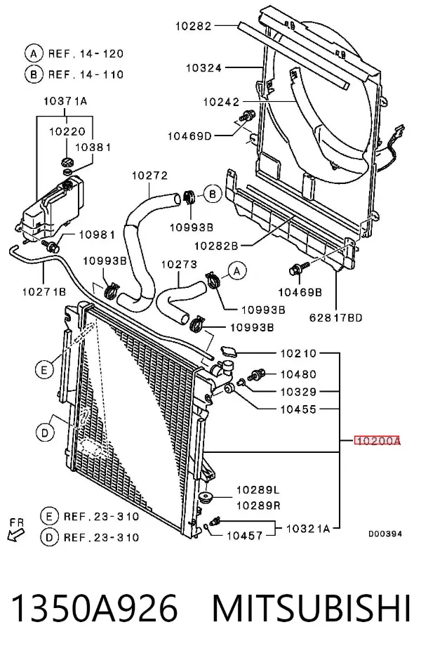 Radiador de esfriamento de motor 1350A926 Mitsubishi