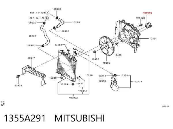 Motor de ventilador do sistema de esfriamento 1355A291 Mitsubishi