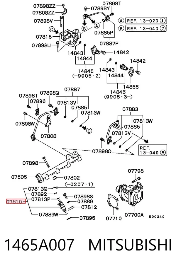 Injetor de injeção de combustível 1465A007 Mitsubishi