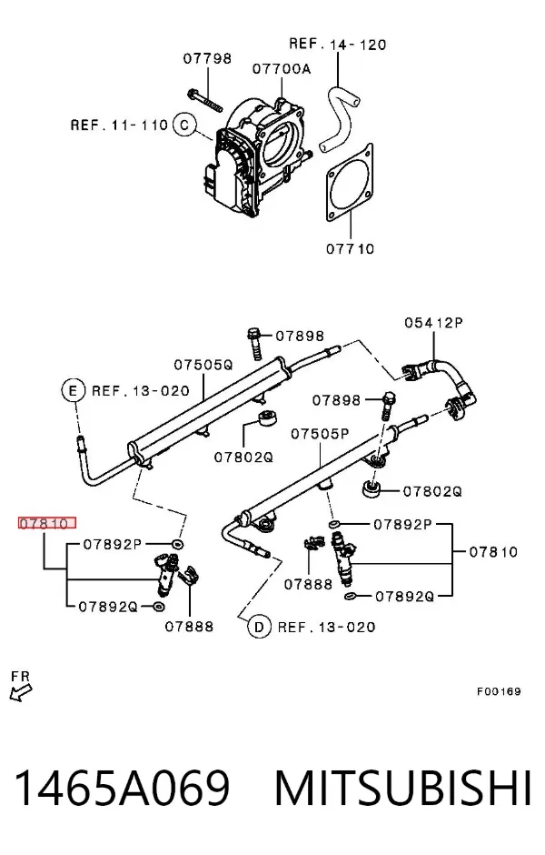 Injetor de injeção de combustível 1465A069 Mitsubishi
