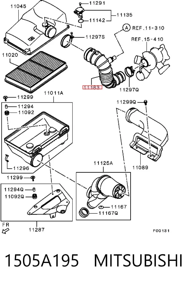 Tomada de ar de filtro de ar 1505A195 Mitsubishi