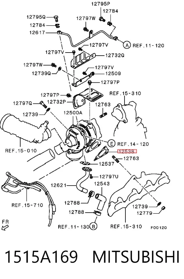 Vedante de turbina de ar comprimido, admissão 1515A169 Mitsubishi