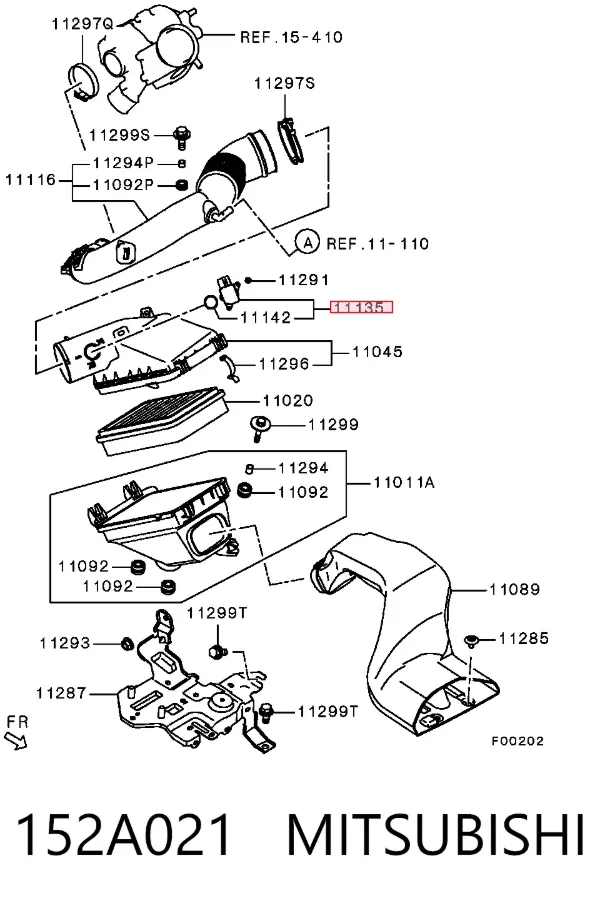 Sensor de fluxo (consumo) de ar, medidor de consumo M.A.F. - (Mass Airflow) 152A021 Mitsubishi