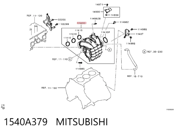 Tubo coletor de admissão 1540A379 Mitsubishi