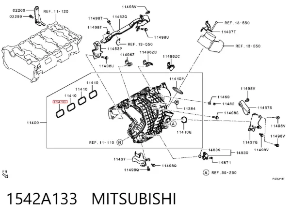 Vedante de tubo coletor de admissão 1542A133 Mitsubishi
