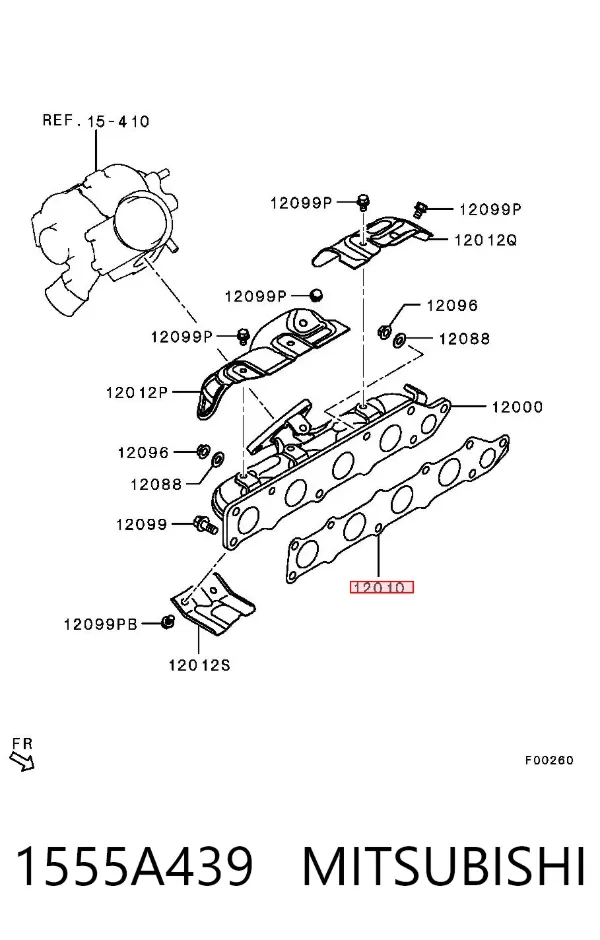 Vedante de tubo coletor de escape 1555A439 Mitsubishi