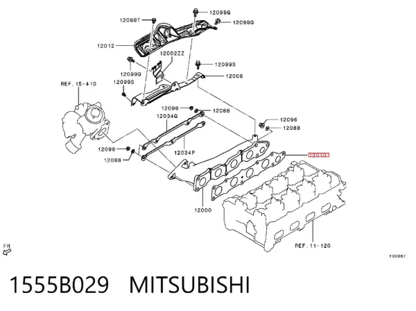 Vedante de tubo coletor de escape 1555B029 Mitsubishi