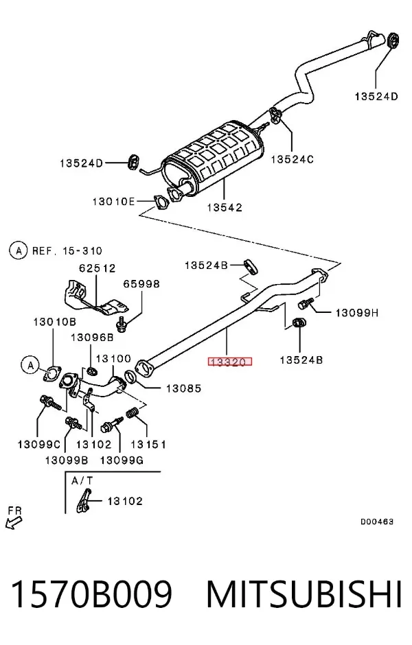 Silenciador, parte central 1570B009 Mitsubishi