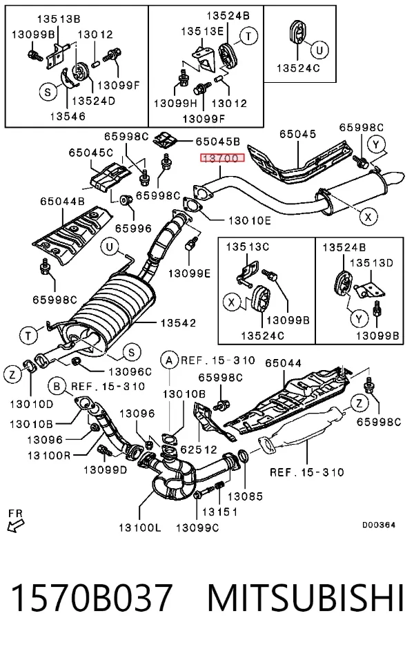 Silenciador, parte traseira 1570B037 Mitsubishi