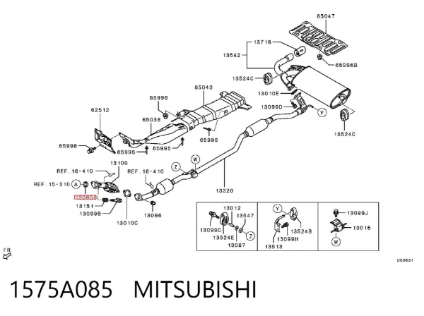 Vedante de tubo de admissão do silenciador 1575A085 Mitsubishi