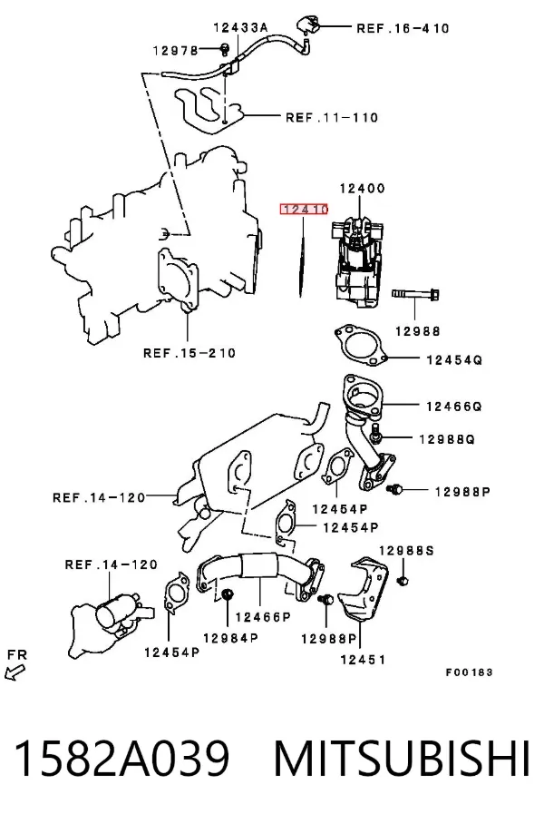 Vedante de válvula EGR de recirculação 1582A039 Mitsubishi