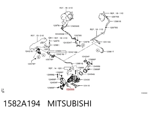Vedante de válvula EGR de recirculação 1582A194 Mitsubishi