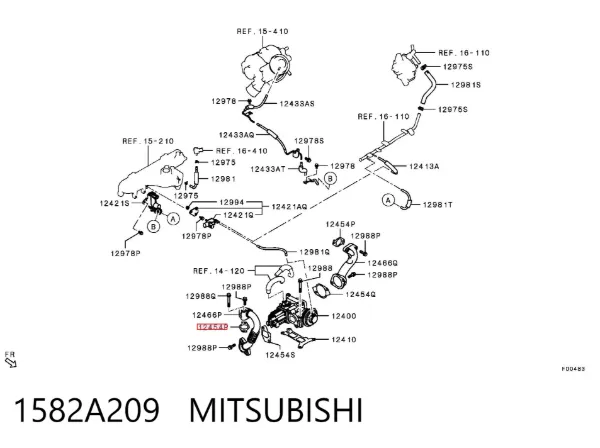 Vedante de válvula EGR de recirculação 1582A209 Mitsubishi
