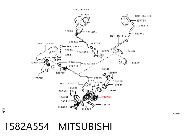 Válvula EGR de recirculação dos gases 1582A554 Mitsubishi