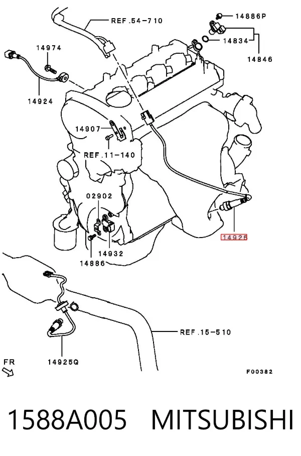 Sonda lambda, sensor de oxigênio até o catalisador 1588A005 Mitsubishi