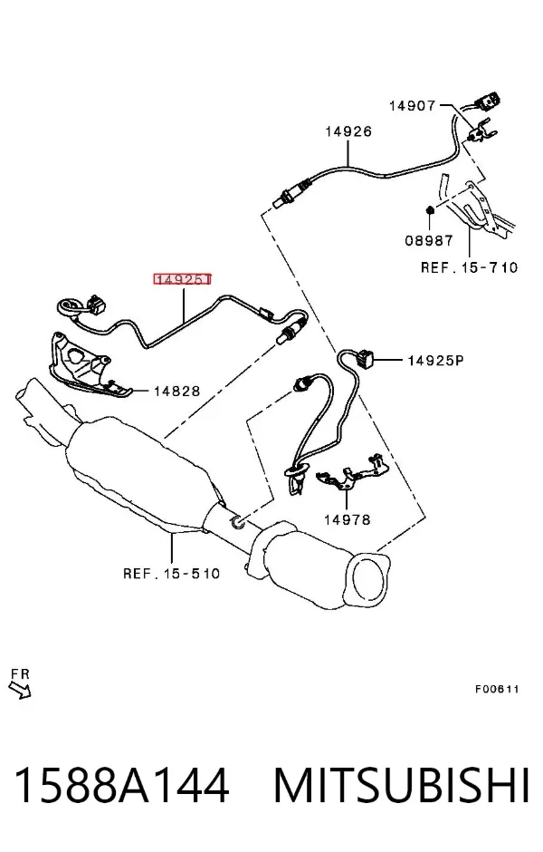Sonda lambda, sensor de oxigênio depois de catalisador 1588A144 Mitsubishi