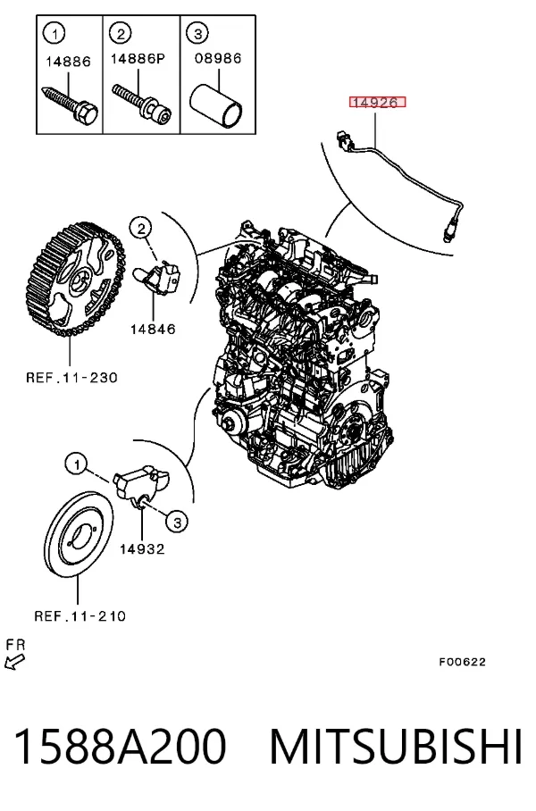 Sonda lambda, sensor de oxigênio até o catalisador 1588A200 Mitsubishi