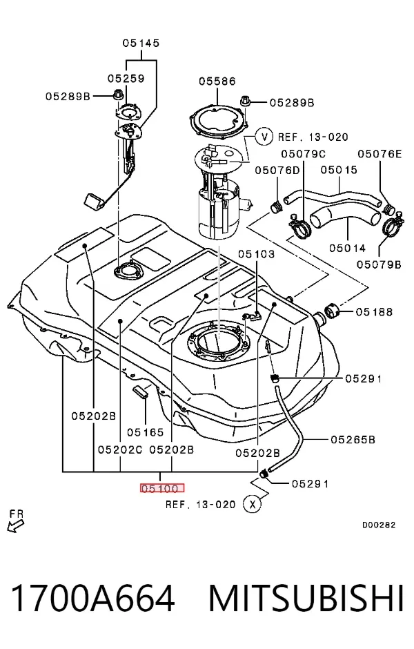 Tanque de combustível 1700A664 Mitsubishi
