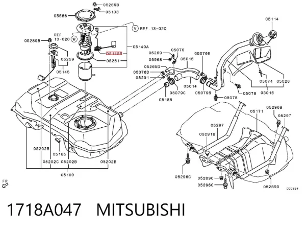 Sensor do nível de combustível no tanque 1718A047 Mitsubishi