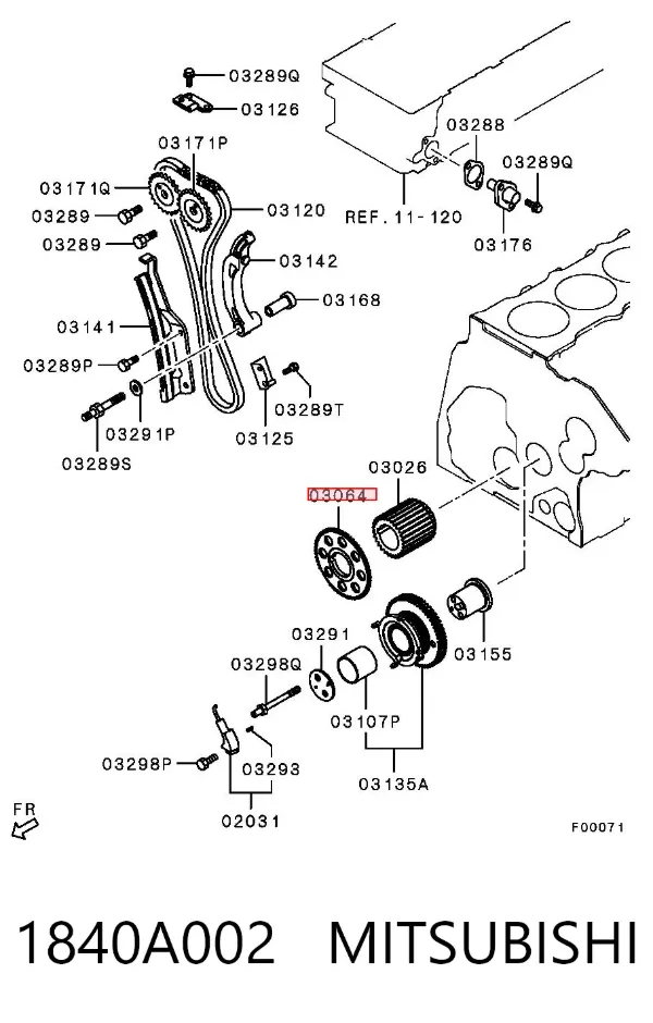 Cadeia do mecanismo de distribuição de gás, kit 1840A002 Mitsubishi