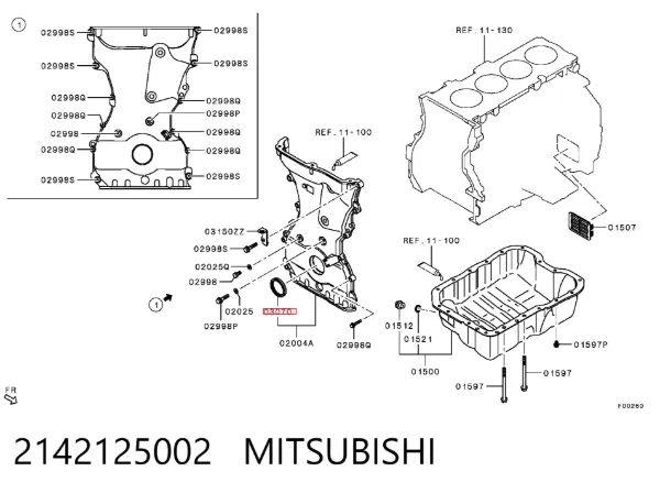 Vedação dianteira de cambota de motor 2142125002 Mitsubishi