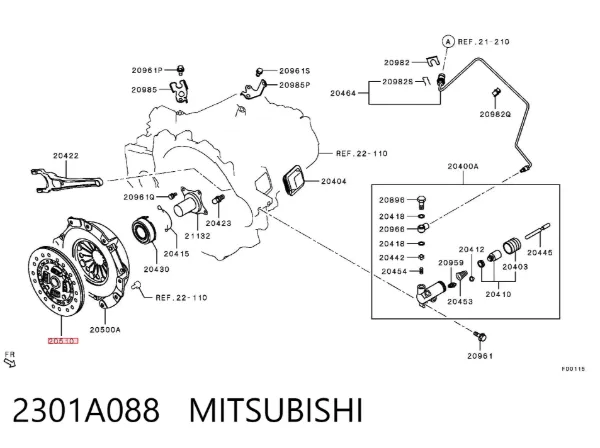 Disco de embraiagem 2301A088 Mitsubishi