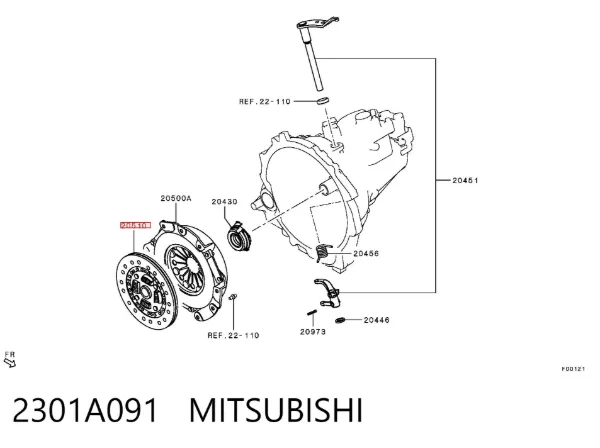 Disco de embraiagem 2301A091 Mitsubishi