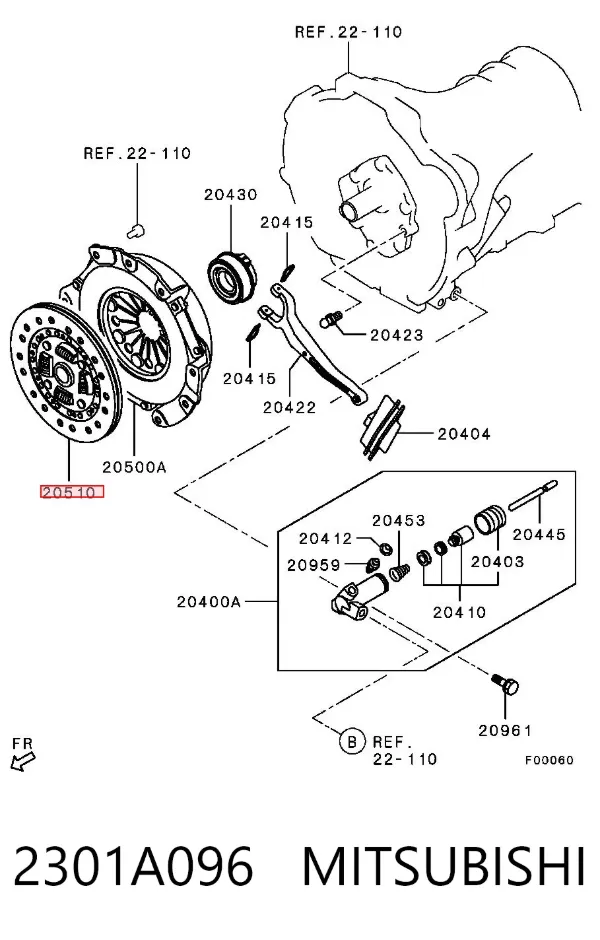 Disco de embraiagem 2301A096 Mitsubishi