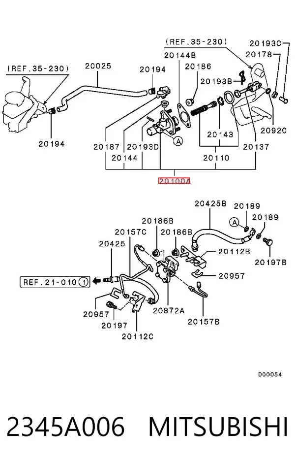 Cilindro mestre de embraiagem 2345A006 Mitsubishi