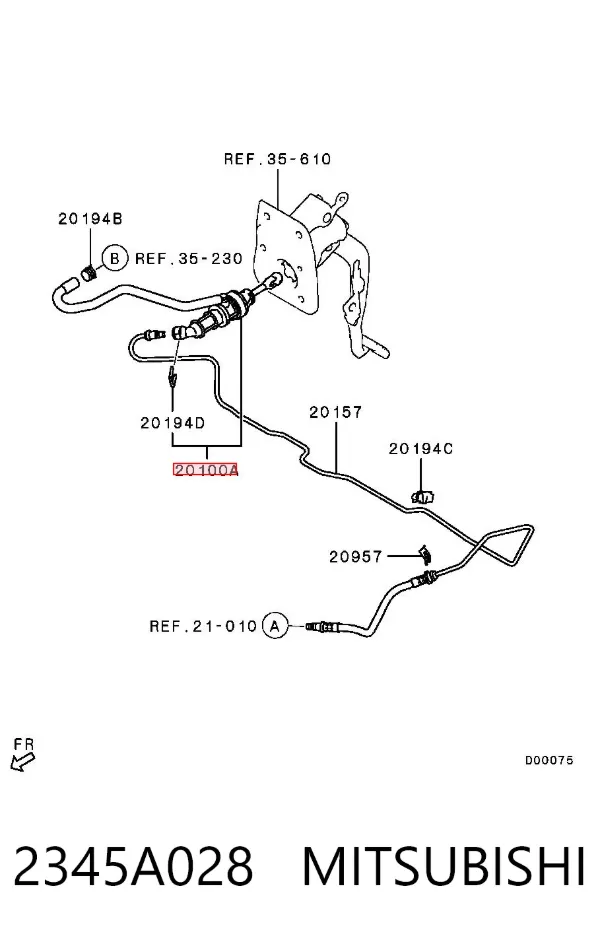 Cilindro mestre de embraiagem 2345A028 Mitsubishi
