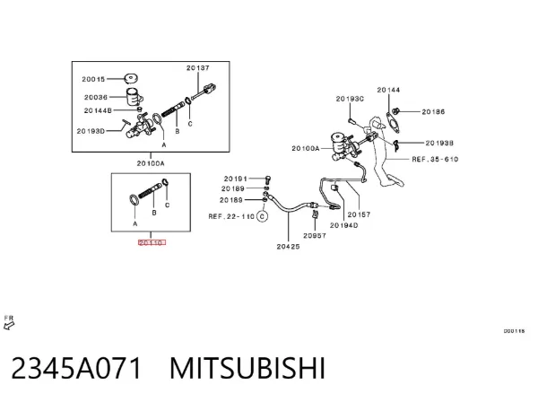 Kit de reparação de cilindro principal de embraiagem 2345A071 Mitsubishi